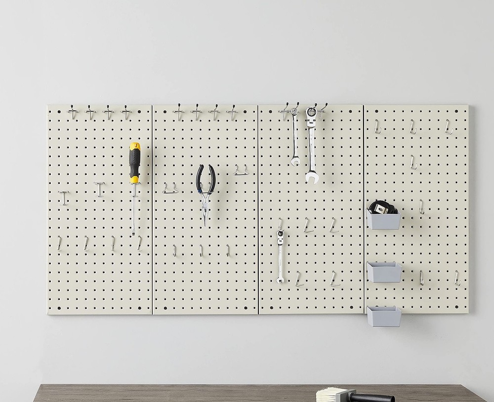 Amazon Basics Rectangular Metal Pegboard Wall Organizer, Tool Storage Organiz...