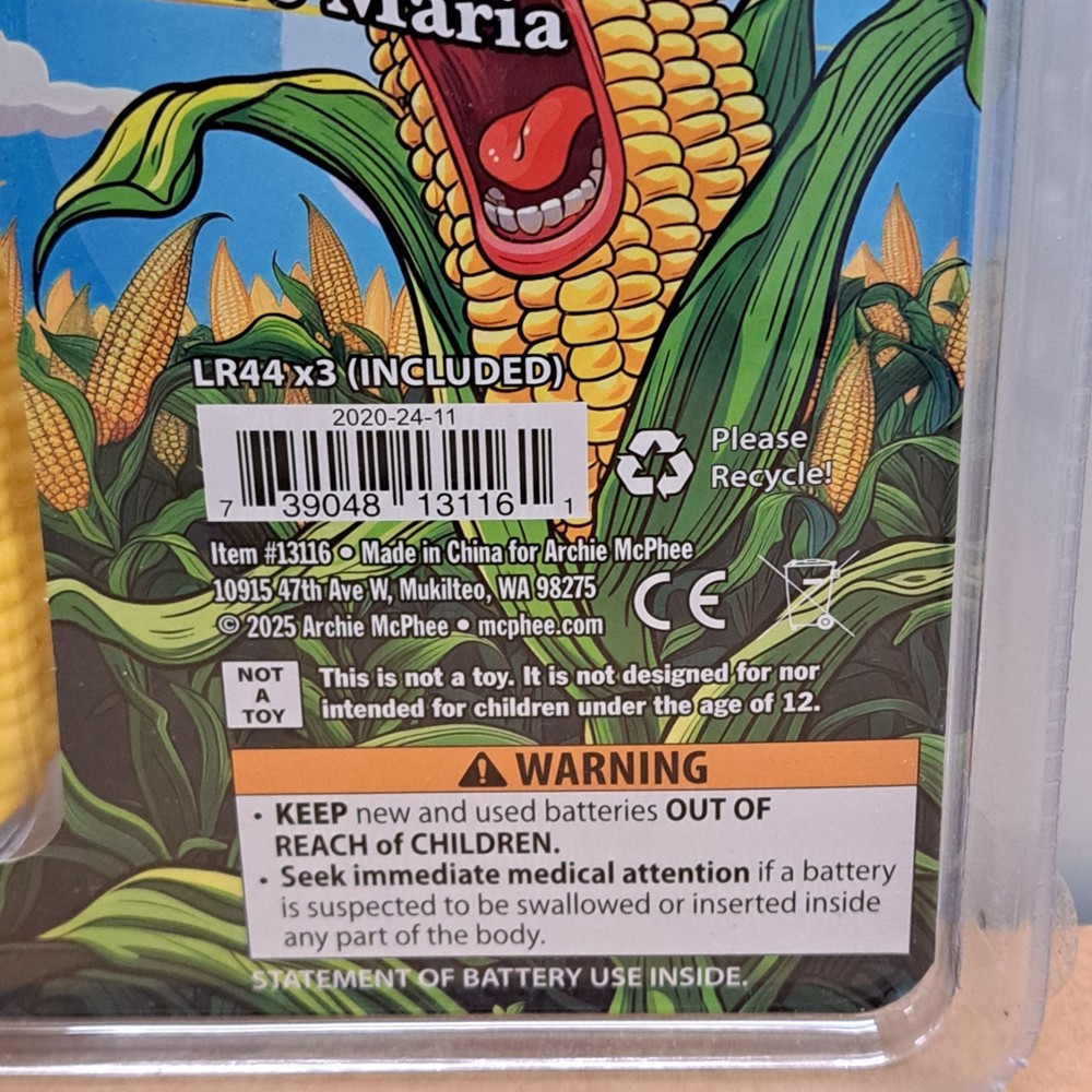 🌽 Archie McPhee - Opera Corn - Singing Corn Cob Gag Gift 🌽