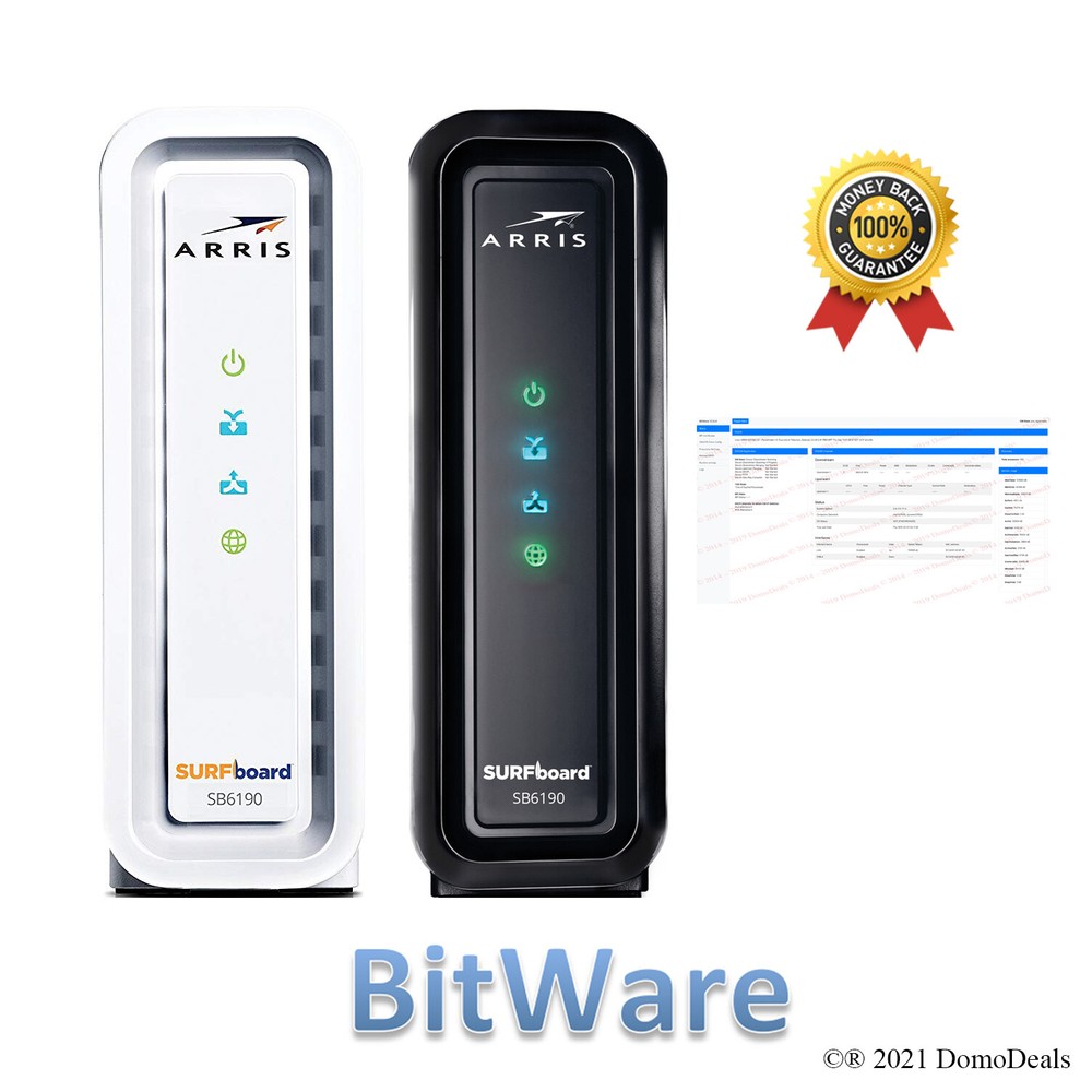 Arris SB6190 DOCSIS 3.0 Cable Modem premod with BitWare