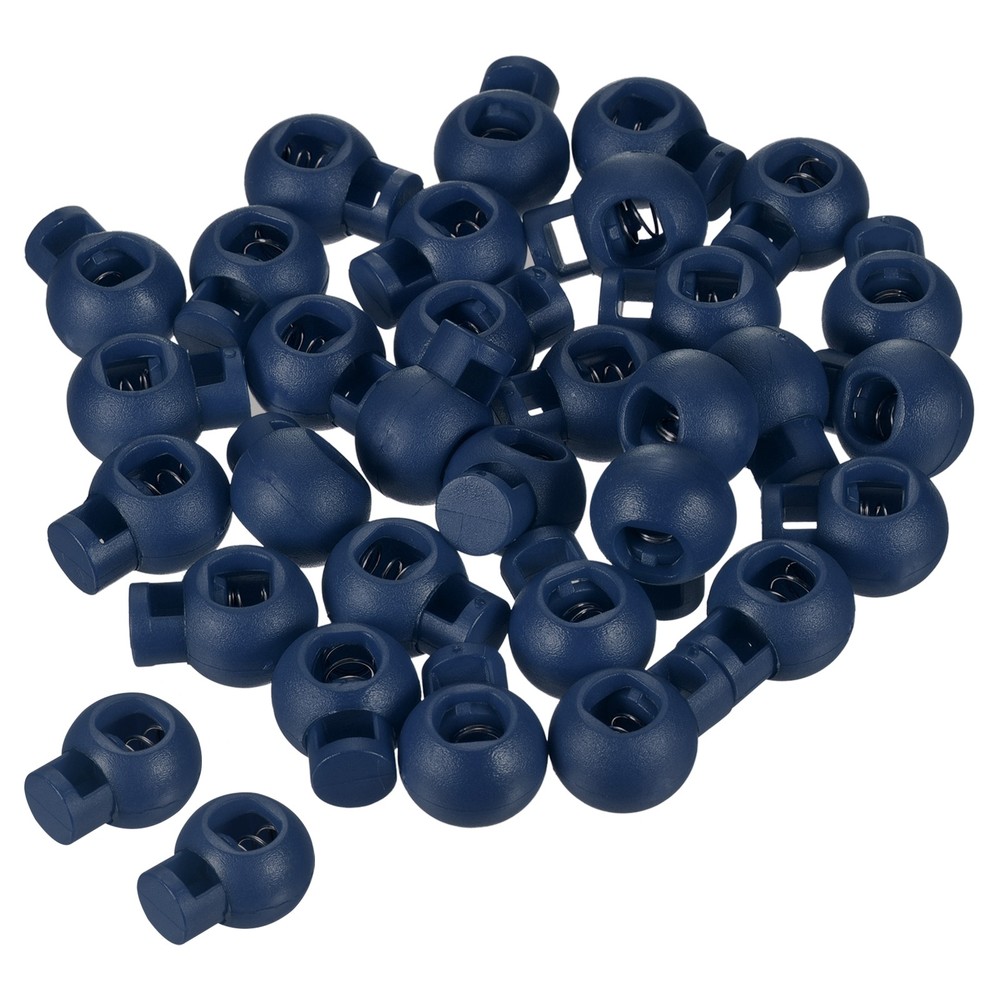 Cord Locks, 30 Pack Ball Spring Toggle Stopper, Navy Blue