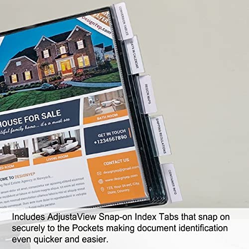 AdjustaView Easy-Load Replacement Pockets 10-Pack, Black Pockets & Tabs Black