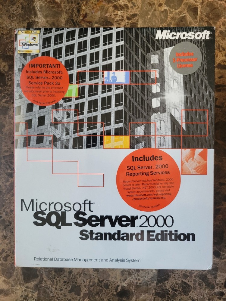 NEW SEALED Microsoft SQL Server 2000 Standard Edition One (1) Processor License