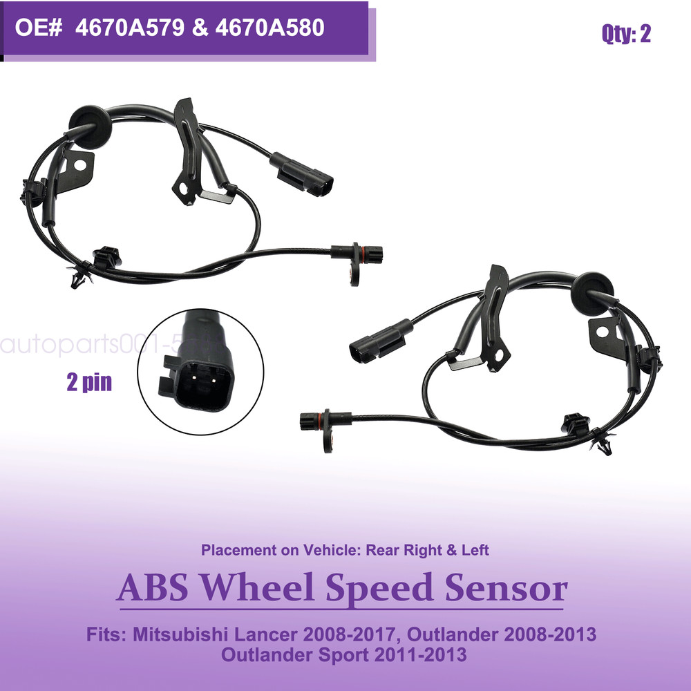 For 2008-2017 Mitsubishi Lancer Rear ABS Sensor Pair Driver & Passenger Side OEM