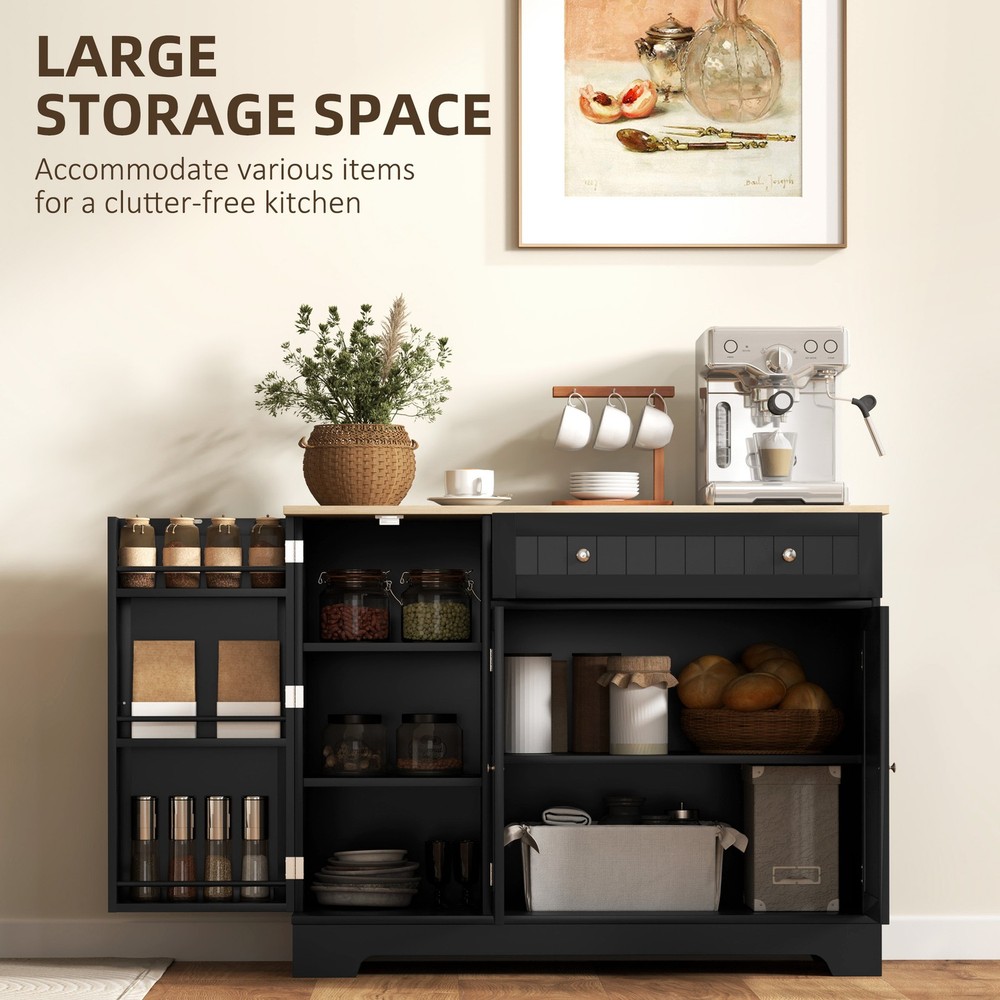 41" Sideboard Buffet Cabinet with Storage Drawer, Adjustable Shelf, Black