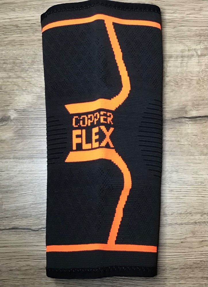 Copper Flex Compression Knee Sleeve 1pc Unisex Black/Orange Size S **NO BOX**