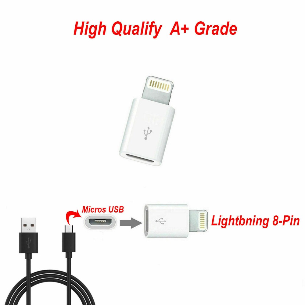 Micro USB To 8Pin iPhone Cable Adapter Android To iPhone iPads Converter LOT