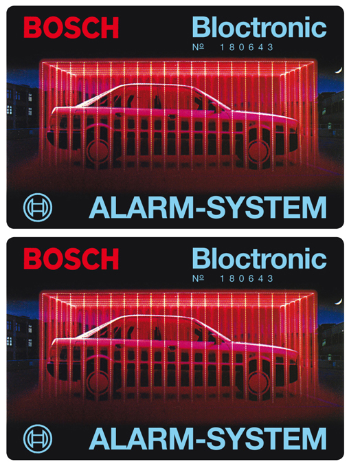 2x Bosch Bloctronic Car Alarm Sticker - Alarm System Windscreen Sticker