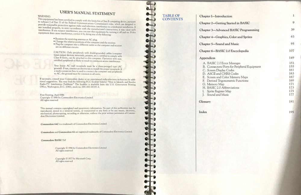 Commodore 64C Personal Computer System Guide Commodore Business Machines 1986