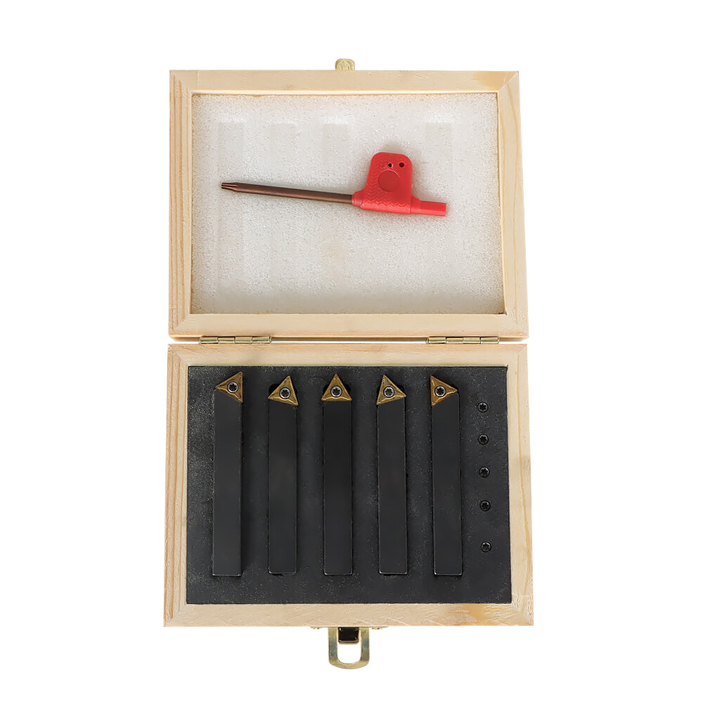5 Pack 3/8" Carbide Indexable Turning Tool Bit With Carbide Inserts For Lathe US