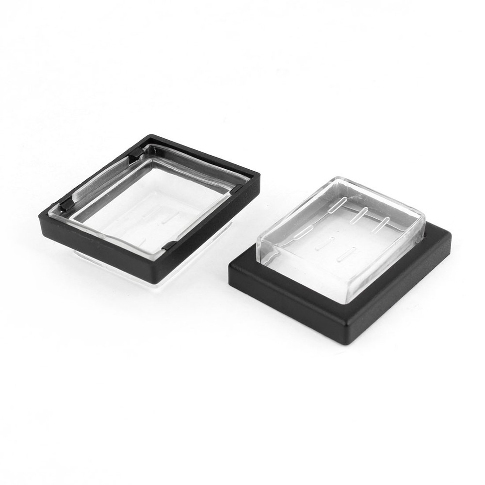 2 Pcs Black Clear Rectangle Plastic Waterproof Switch Covers Guards 36x29x11mm