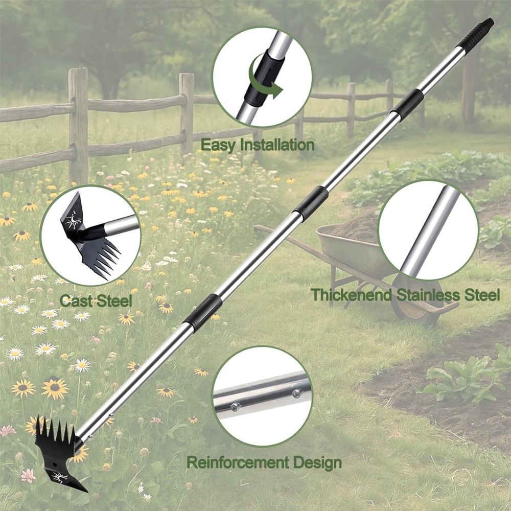 Weed Puller Tool with Long Handle, 60inch Manual Weed Puller Tool, Stainless ...