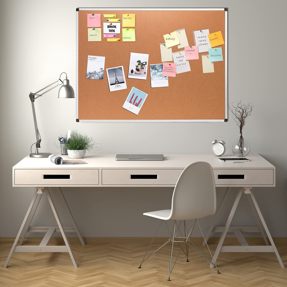 Basics Rectangular Bulletin Board, Cork Board for Wall, Vision Board for Clas...