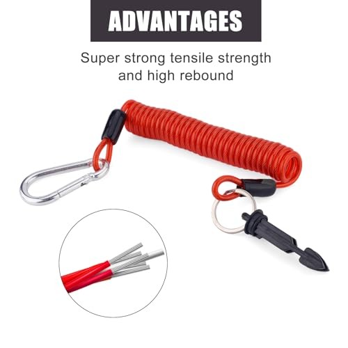Trailer Brake Away Cable, 6ft High Rebound Spring Breakaway Coiled Cable Strap