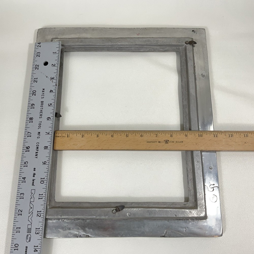 Aluminum Solid Photo Frame Handmade Unknown Signed 15 X 12.5 “ As-is