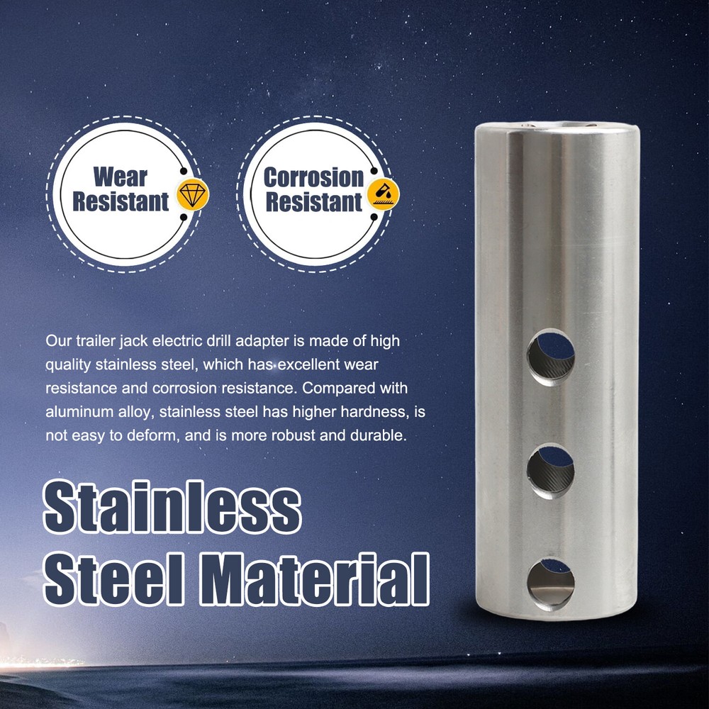 Trailer Jack Electric Drill Adapter With 1/2 In Socket Bits Stainless Steel US