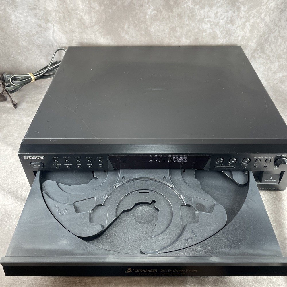 Sony CDP-CE275 Black 5 CD Changer Compact Disc Player Tested Works