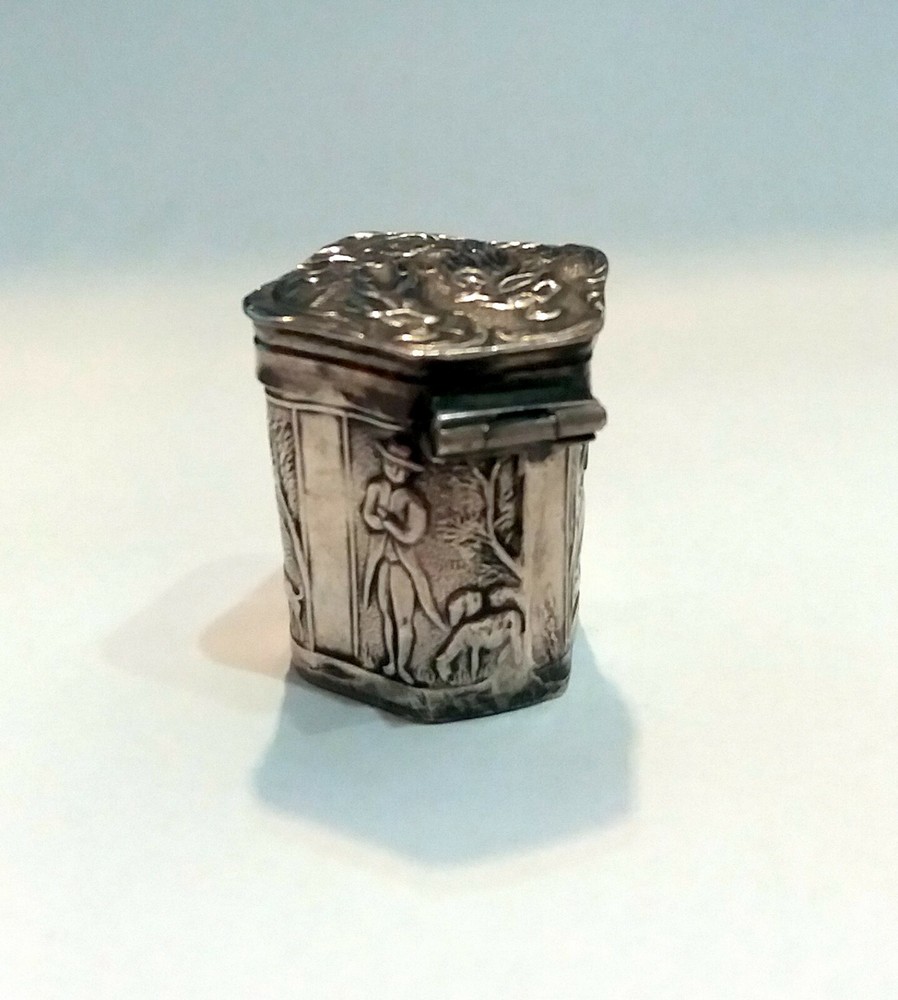 Antique Dutch Silver Box with a Cuboid Shape.