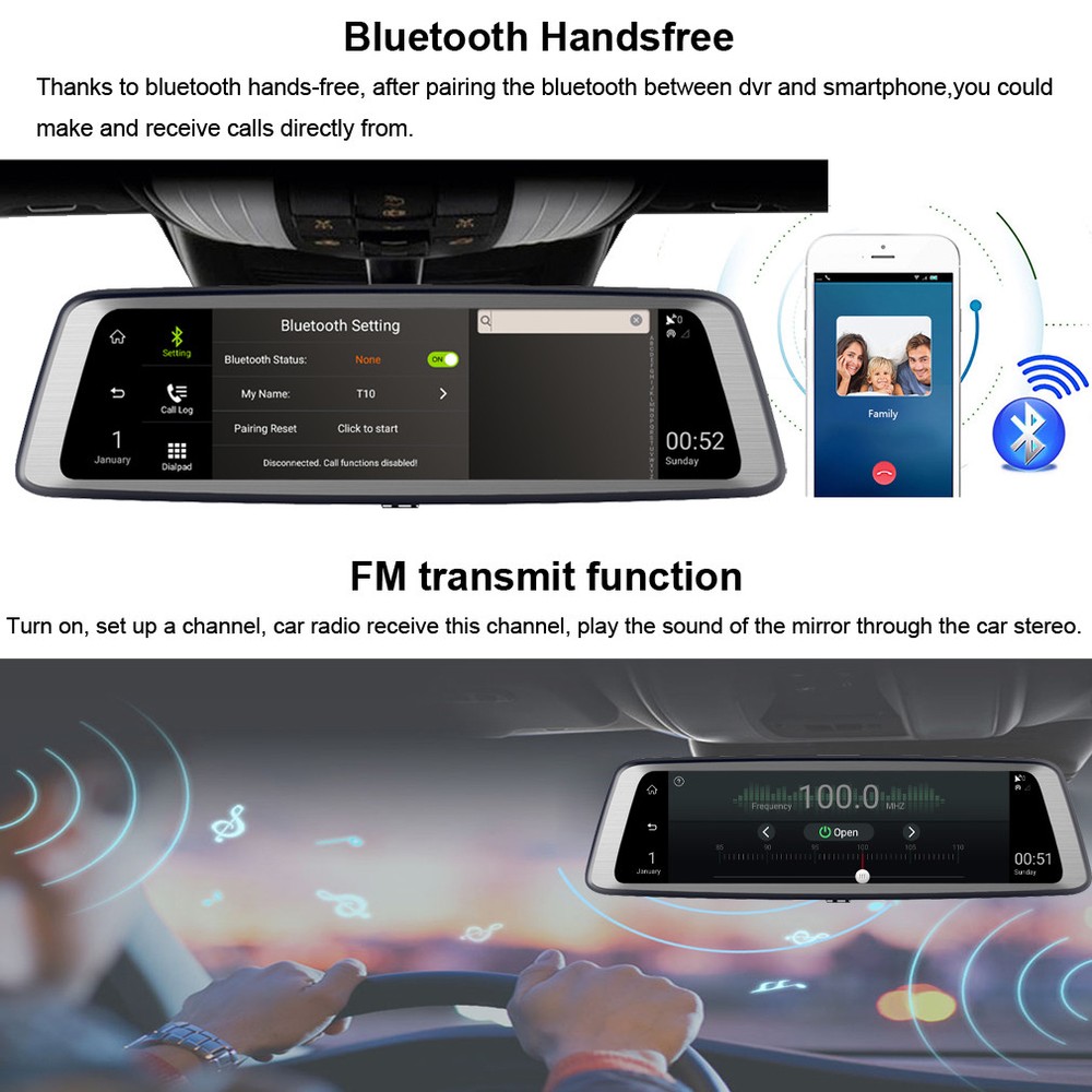 4G smart Car DVR Camera Android rear view backup mirror Dash Cam GPS navigation