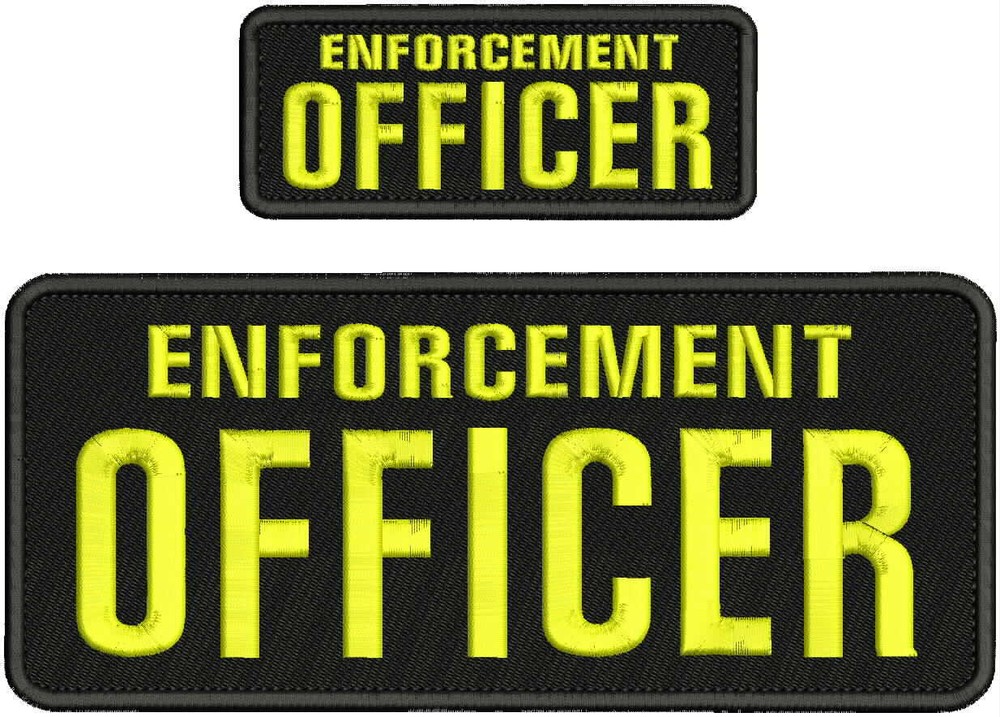 E OFFICER Embroidery Patch 4X10 AND 2X5 Hook On Back Black/yellow