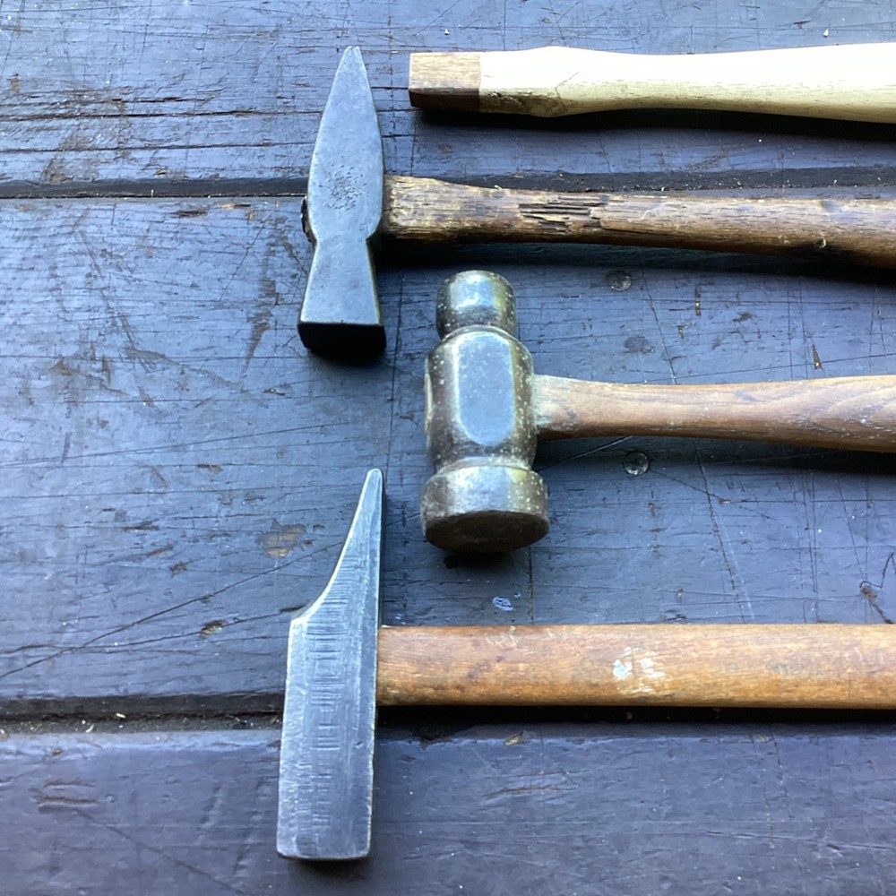 Group of three blacksmith forging & finishng hammers