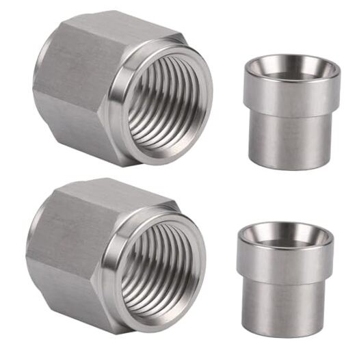 6AN Hardline Stainless Steel Tube Nut and 5/16 Sleeve Fitting 6AN-5/16", 2 Sets