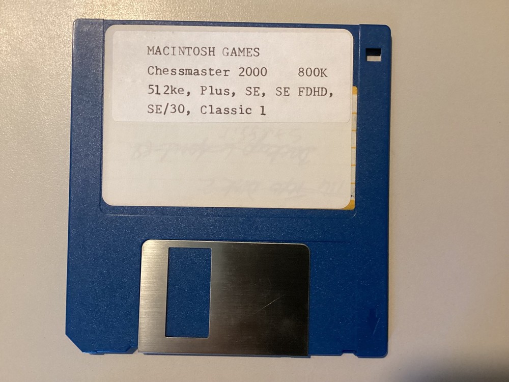 Vintage Macintosh Mac Program CHESSMASTER 2000 800K Disk 512k, Plus, SE, Classic