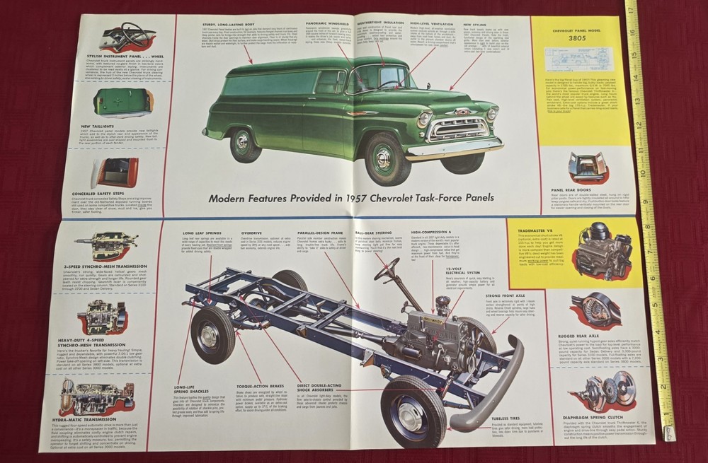 Original 1957 Chevrolet TASK FORCE Panel Truck Brochure Poster