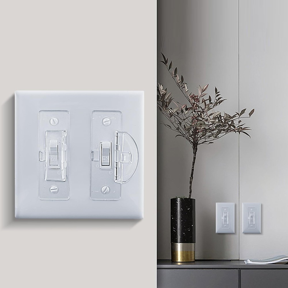 Roxiuc 2 Pack Clear Light Switch Guard - Child Proof, Double Buckle, Dimmer C...