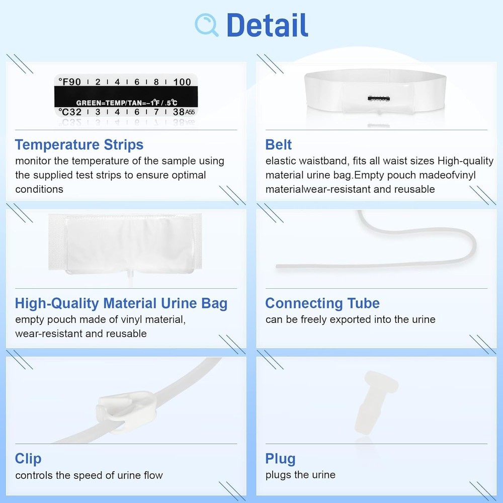 Urine Test Complete Kit – 2 to 4 oz Concealed Sample Bag with Adjustable Belt...