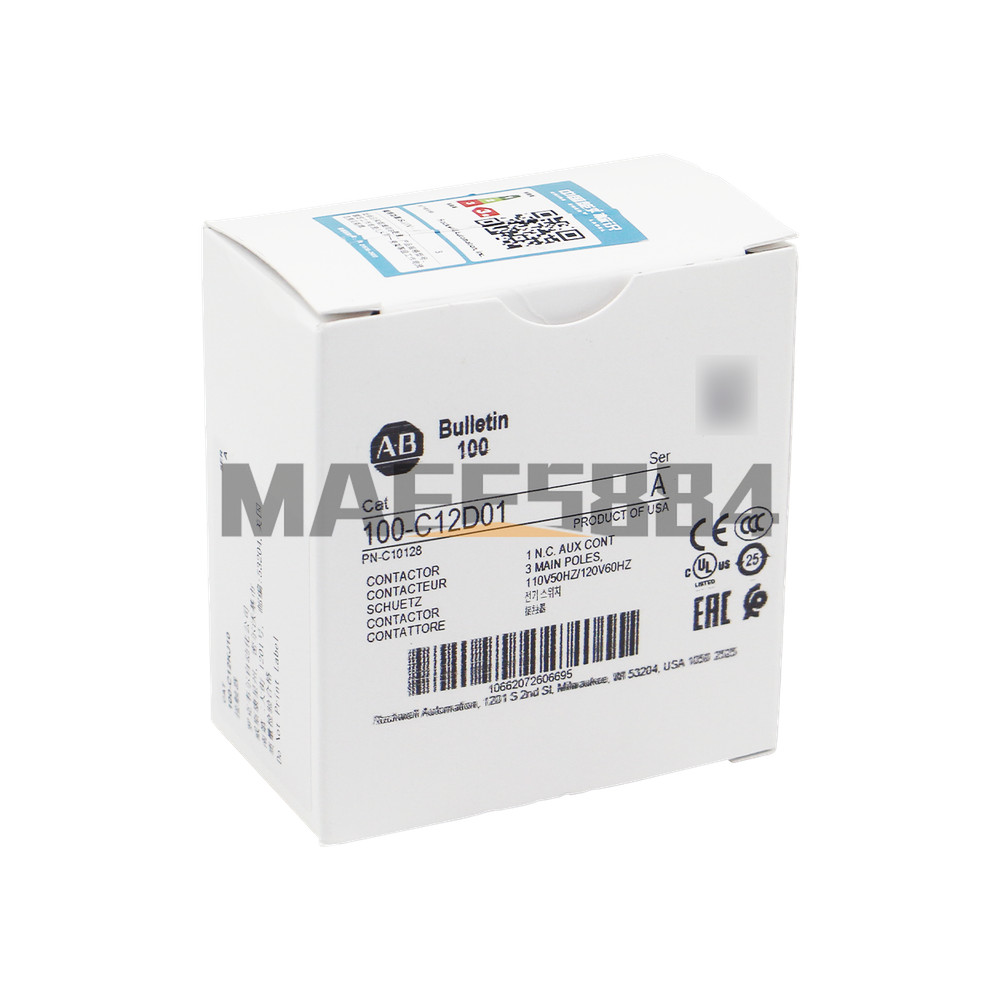 New Allen-Bradley 100-C12D01 100-C IEC 12 A Contactor Screw Terminals