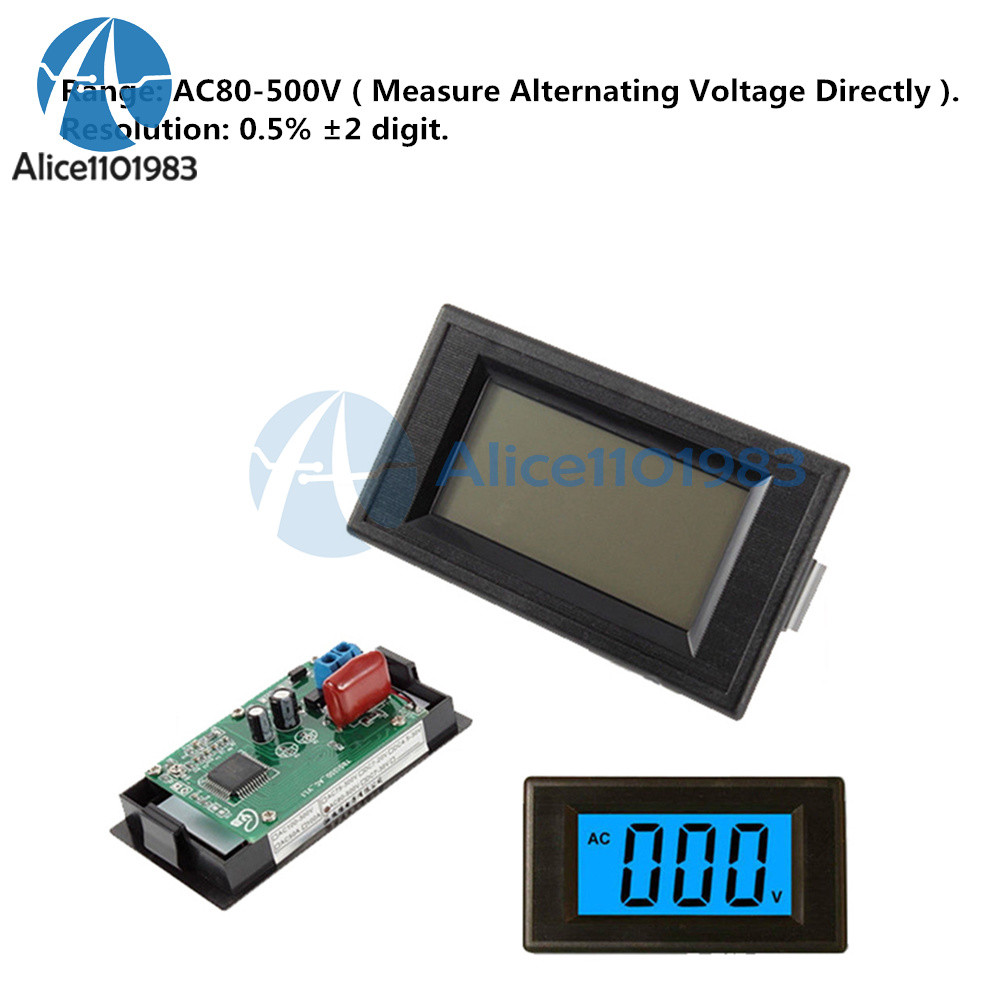 2/4-wire Digital Blue AC 0-500V Voltmeter Panel LCD Alternating Voltage Meter