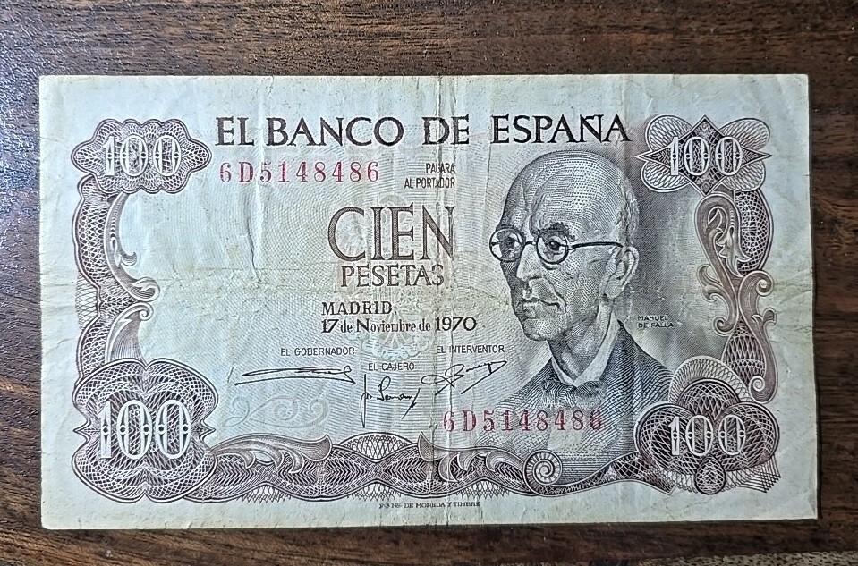B90* SPAIN 100 Pesetas Banknote 17/11/1970