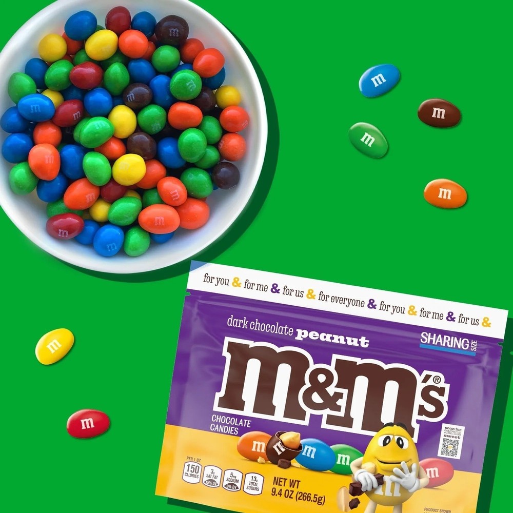 M&M's Peanut Dark Chocolate Candy – Sharing Size, 9.4 oz Bag