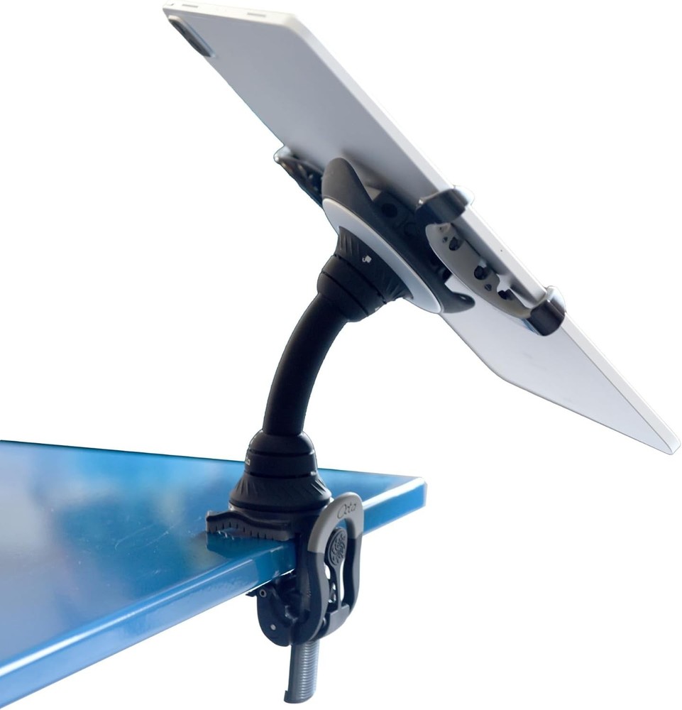 Adjustable Clamp-On Gooseneck Tablet Mount for iPad & Galaxy – Waterproof Design