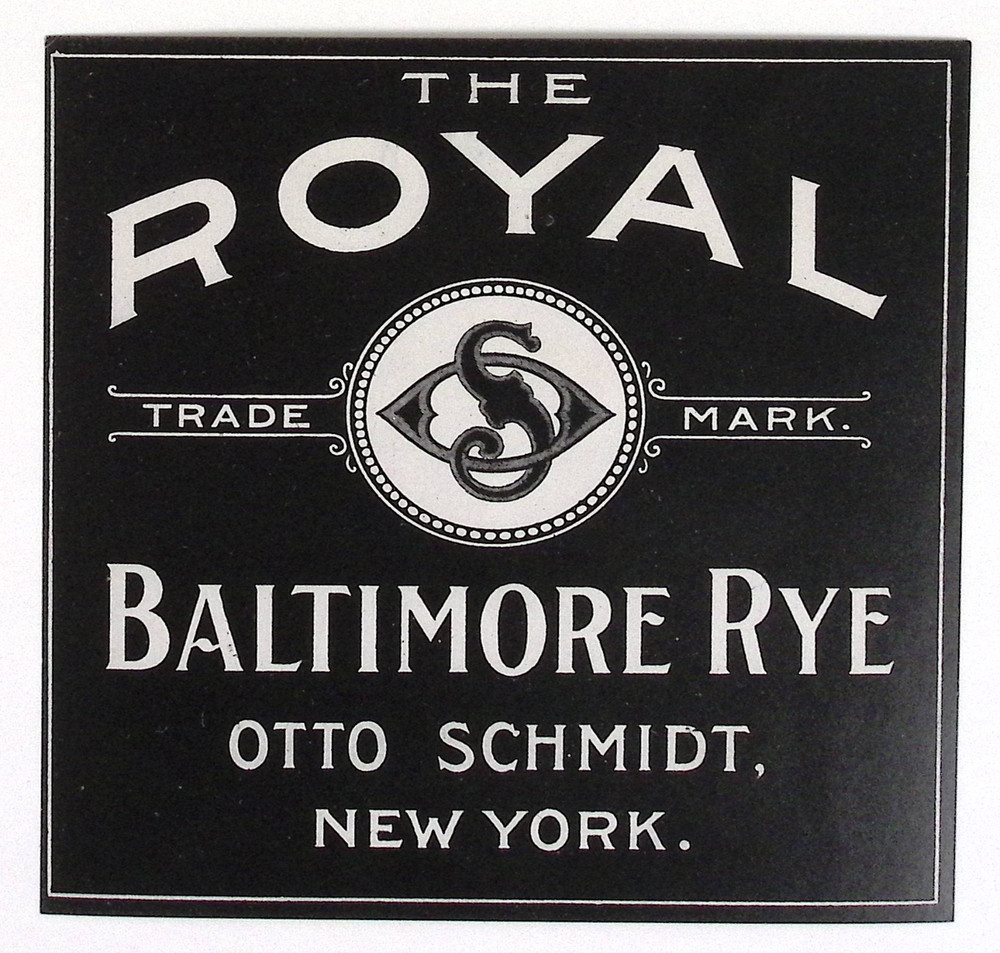 Baltimore Rye Whiskey Otto Schmidt Vintage Label 4.25"