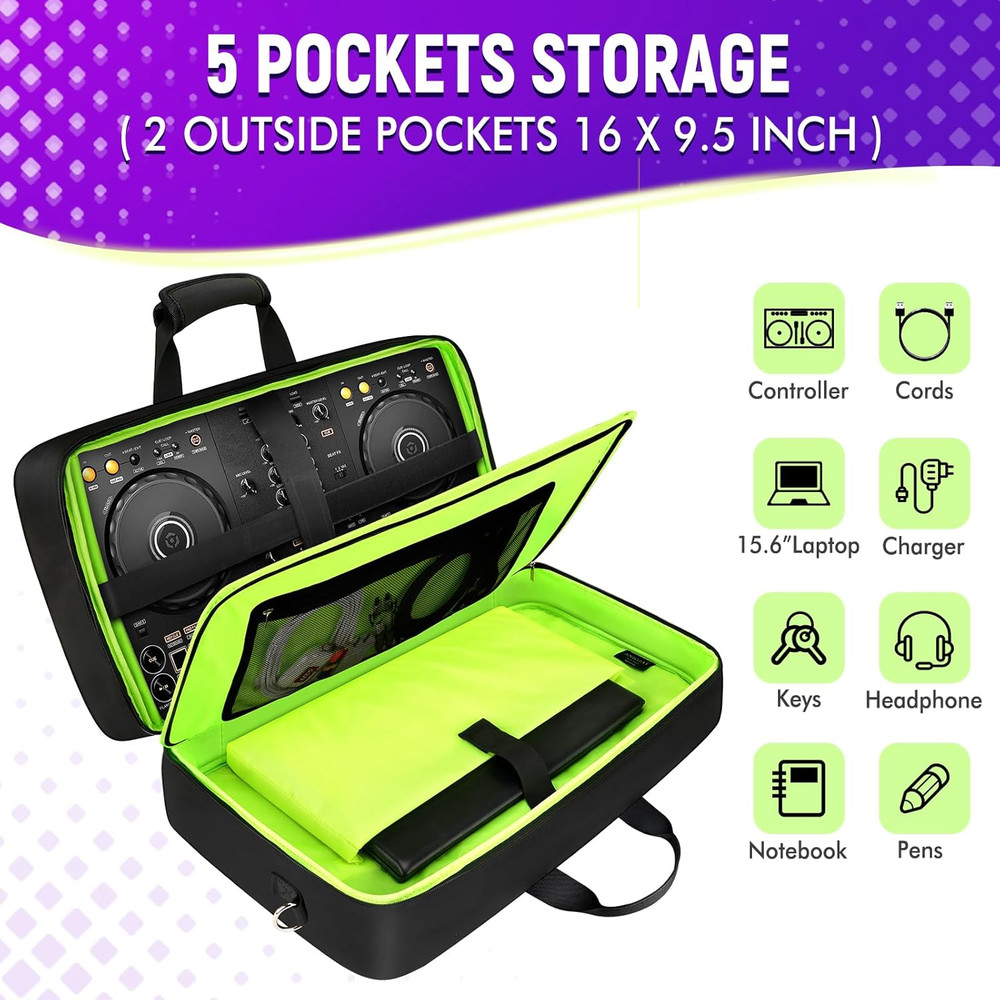 DJ Controller Case for DDJ-FLX4/ DJ 400/ DDJ-REV1, Padded DJ Controller Bag with