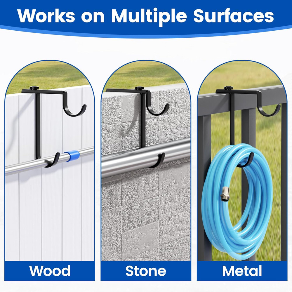 2Pcs Double Pool Pole Hooks, Adjustable Thickened Panel Pool Fence Equipment Hoo