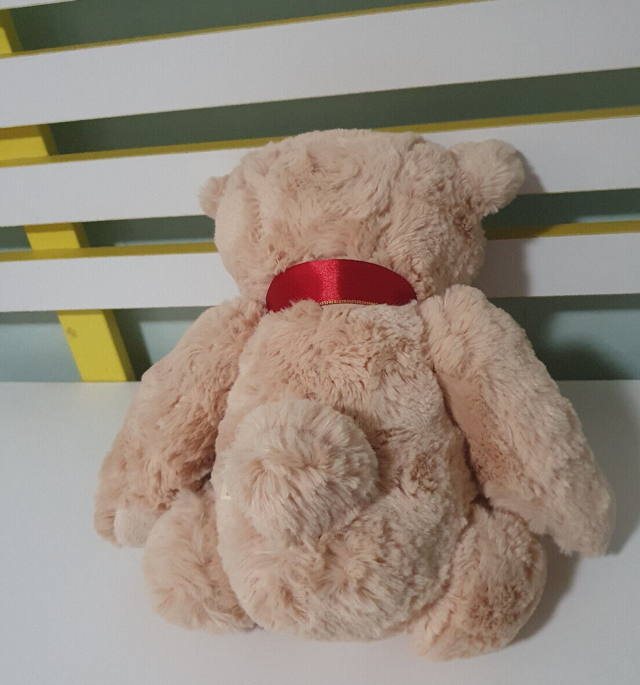 DAN DEE TEDDY BEAR WITH RED BOW 26.5CM IN SEATED POSITION