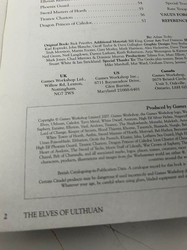 Warhammer Classic High Elves Elf Army Book Codex 2007 Good SC OOP