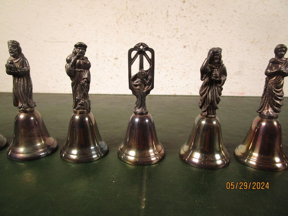 10 Silverplated Religious Bells 3"