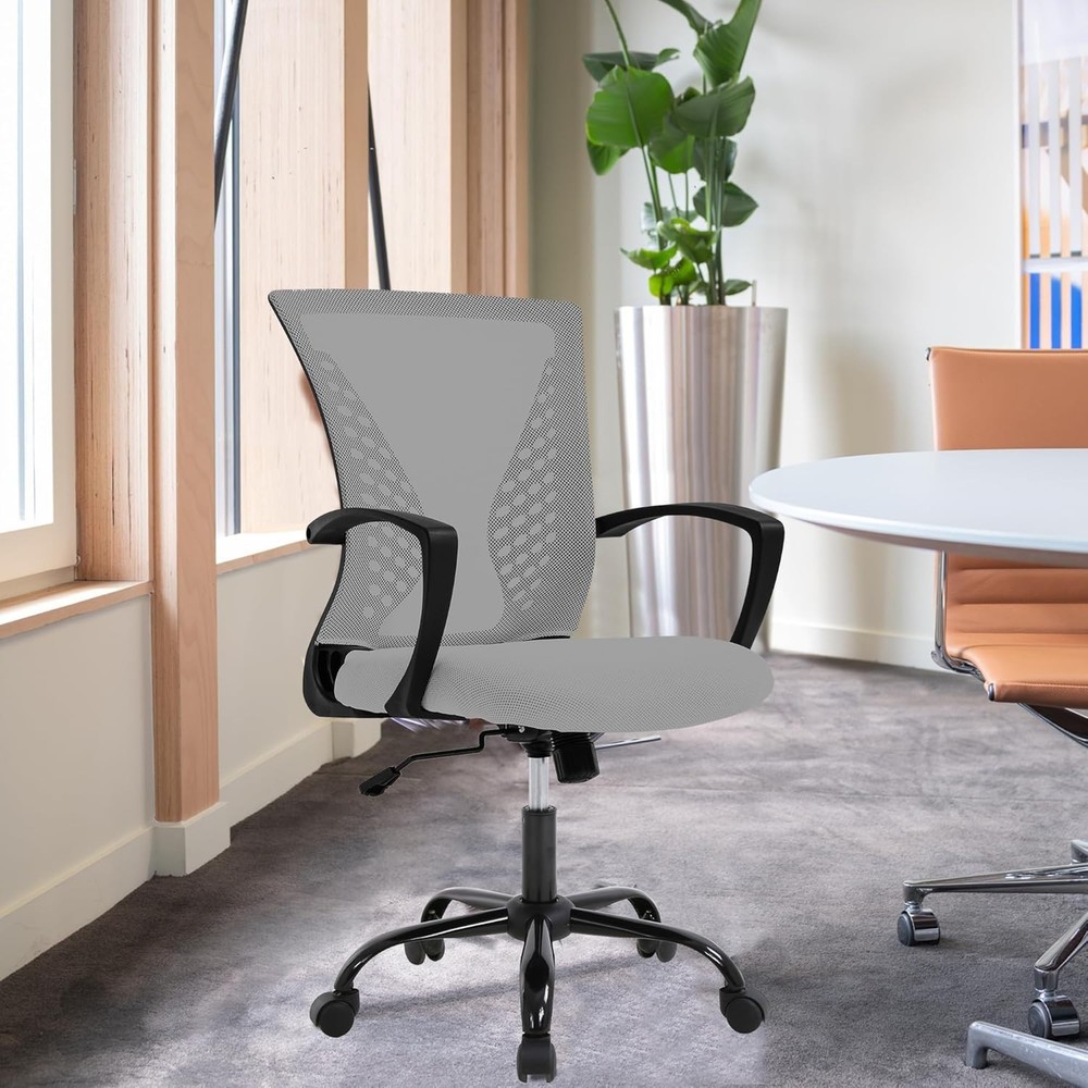 Adjustable Mid Back Mesh Chair with Armrests for Optimal Comfort at Work