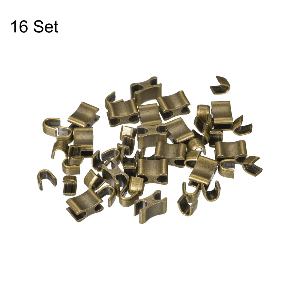 16 Sets Zipper Slider Retainers, #5 Top Stoppers & Bottom Stops, Bronze Tone