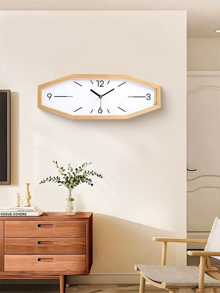 Wooden Retro Wall Clocks, 18 Inches Square Clocks Rectangular Wall Clock Batt...