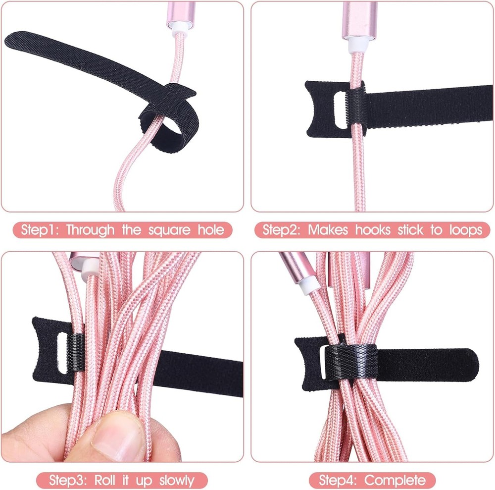 200PCS Reusable Cable Ties Wire Ties Cord Organizer Cable Organizer Adjustable..