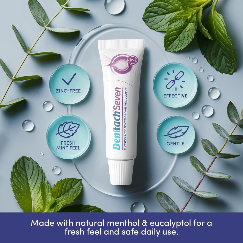 Denttach Seven Denture Adhesive, Thermoplastic Cushion,...