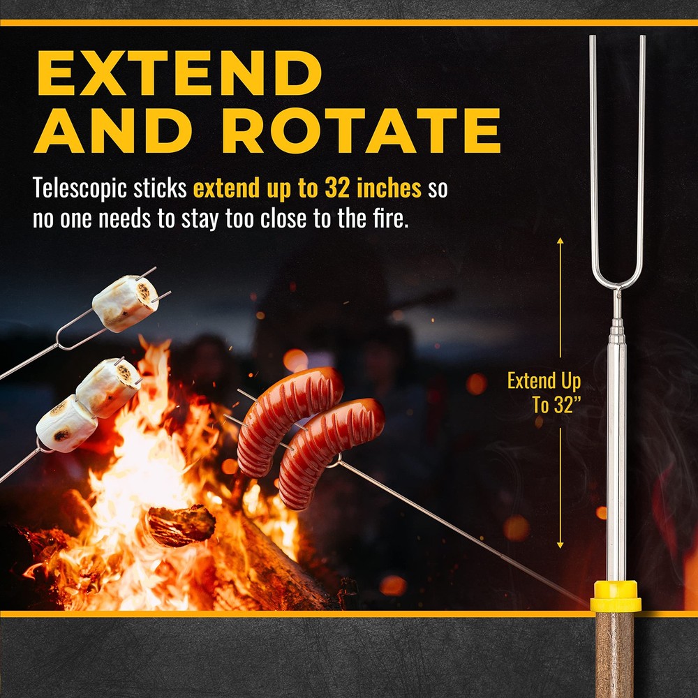 CORQUE Marshmallow Roasting Sticks, Smores Extendable, 5, Multicolor