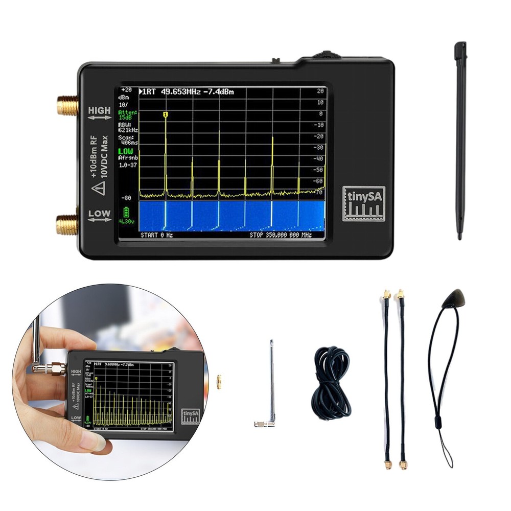 2.8" LCD Touch Control 100khz-960mhz Handheld Tiny Spectrum Analyzer tinysa Kit