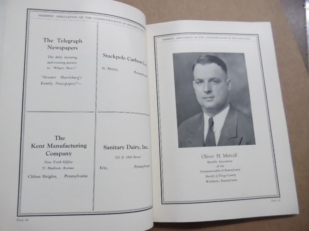 1936 Pennsylvania Sheriffs Association Annual Convention Program Souvenir Book
