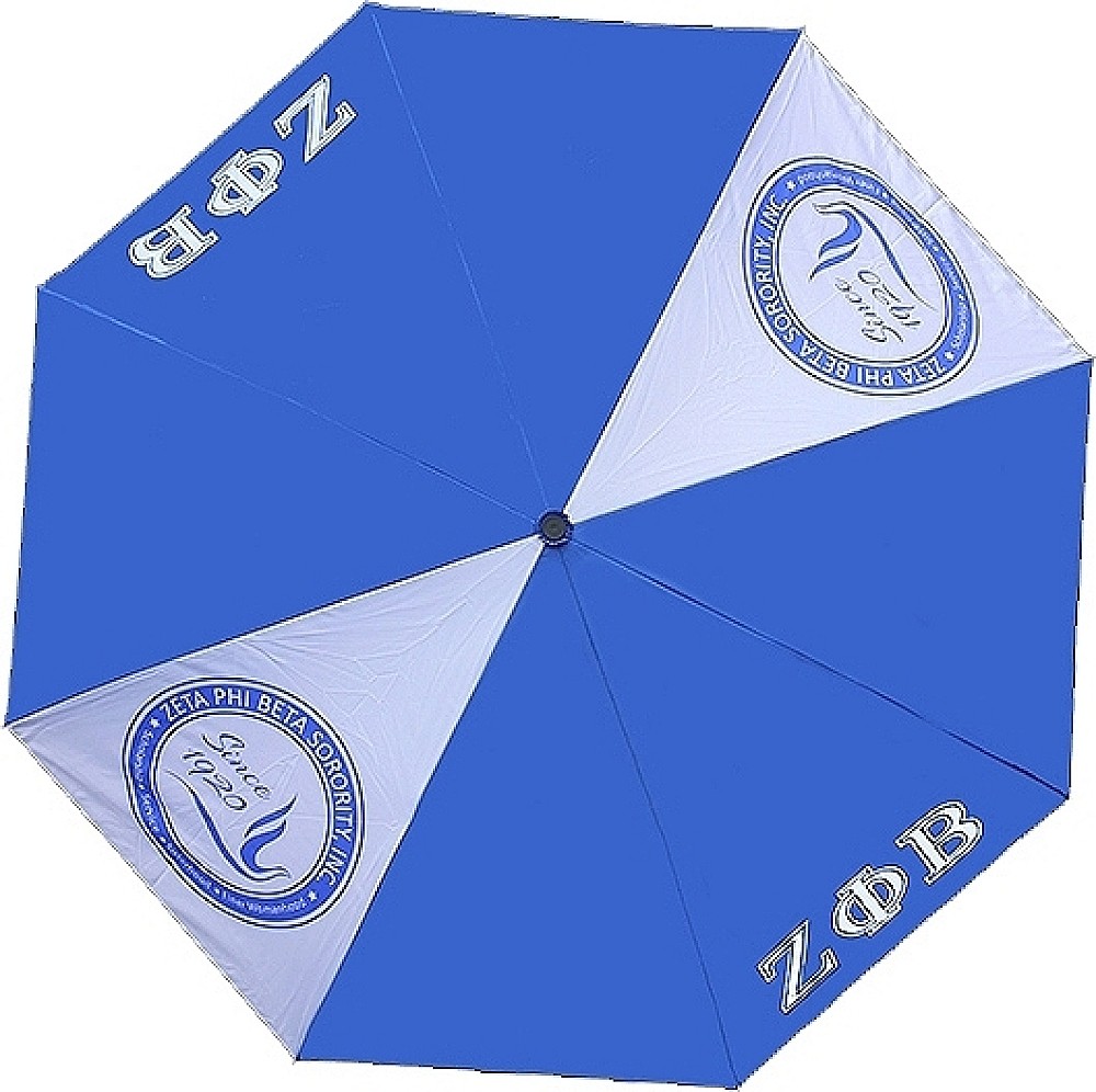 Zeta Phi/&Phi; Beta Vented Auto Open Compact Golf Umbrella [Blue/White]