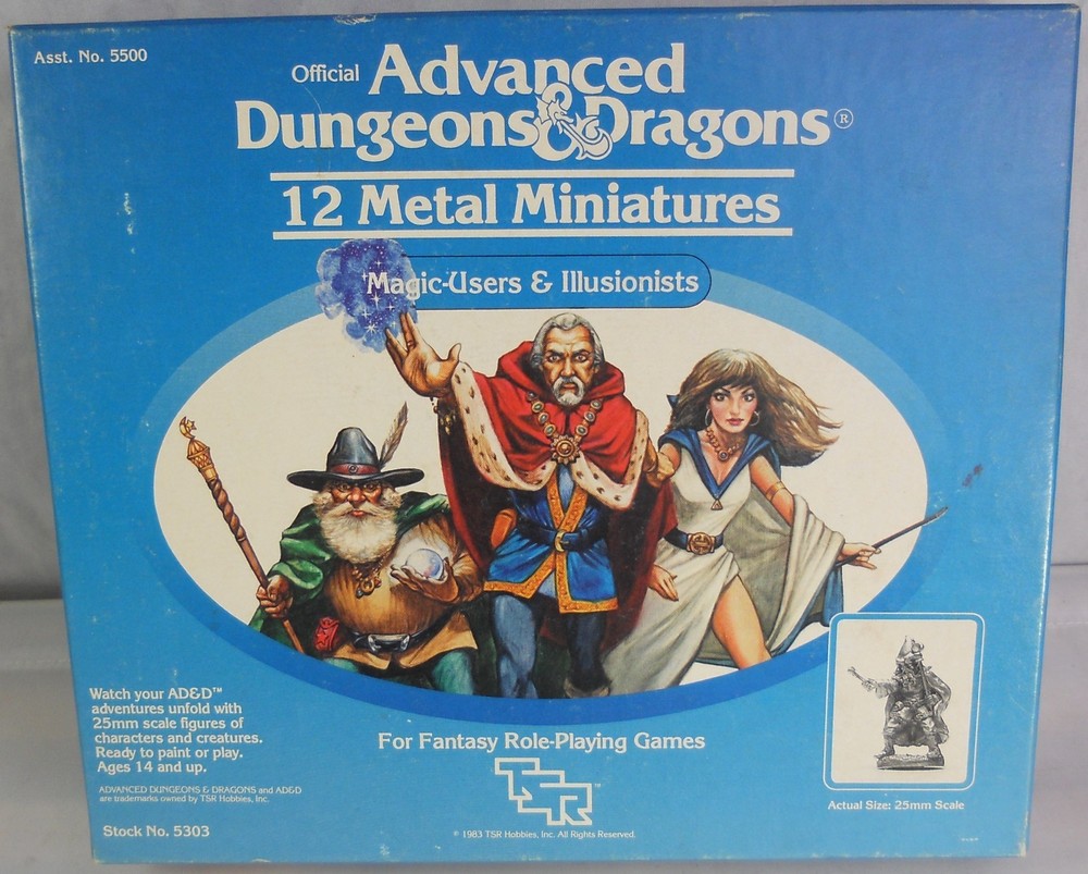 Advanced Dungeons & Dragons 12 Metal Miniatures Magic Users & illusionists TSR